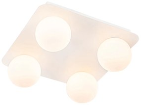 Modern fürdőszobai mennyezeti lámpa, fehér, négyzet alakú 4 lámpás - Cederic