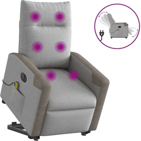 vidaXL Elektromos álló masszázsfotel felhőszürke szövet