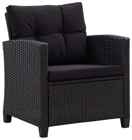 6 részes fekete polyrattan kerti ülőgarnitúra párnákkal