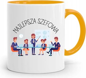 Sárga Bögre Ajándék Főnöknek Legjobb Főnöknő fényképes nyomtatással