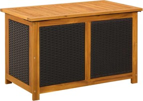 vidaXL Kerti Tároló Doboz 185 L Tömör Akácfa 90 x 50 x 56 cm Fekete