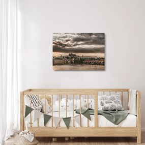 Prágai vár a félhomályban képe (üvegen) (70x50 cm)