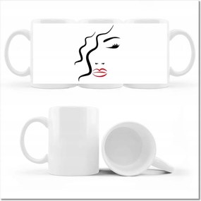 Bögre fényképpel Nő Vörös ajkak