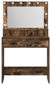 Sminkasztal LED világítással Füstölt tölgy 79x41x135 cm