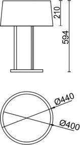 LEDSC4-10-5076-06-H13W Premium asztali lámpa 3XE27 18W Ø440mm ↕594mm Ip20
