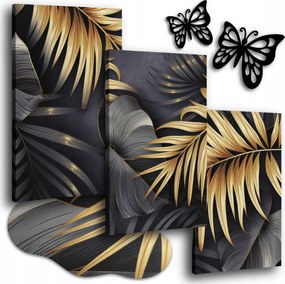 Vászonkép Levelek 150x70 cm Nappali Képek Arany Glamur Dekoráció