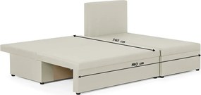 TOMI Háromszemélyes kinyitható sarokkanapé Krém