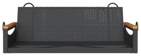 fekete polyrattan hintapad 109 x 62 x 40 cm