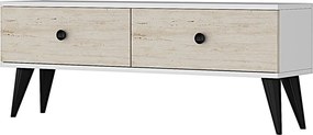 Mona TV-állvány, fehér-travertin, 120 cm