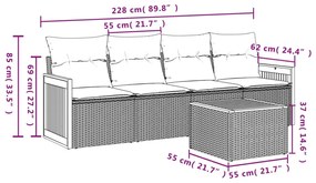 5 részes szürke polyrattan kerti ülőgarnitúra párnákkal