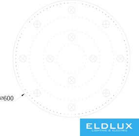 ELDLUX ELDILEN kristályüveg mennyezeti lámpa Ø600 E14×12
