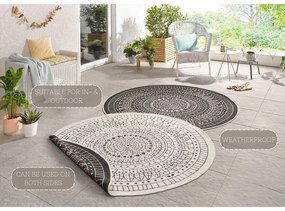 Porto fekete-krémszínű kültéri szőnyeg, ø 140 cm - NORTHRUGS