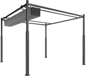Outsunny 3 x 3 m felhúzható pergola – 180 g/m² poliészter, UPF30+, mágneses rögzítés, szürke | Aosom
