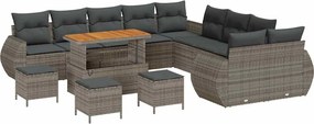 vidaXL Kerti Kanapé Szett 14 pcs Szürke polirattan
