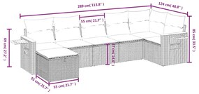 7 részes bézs polyrattan kerti ülőgarnitúra párnákkal