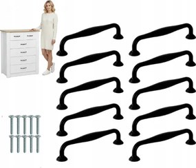 10 x Bútorfogantyú fekete 128 mm retro bútorfiók szekrény fogantyúk Aks