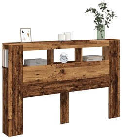 antik fa színű szerelt fa LED-es fejtámla 160x18,5x103,5 cm