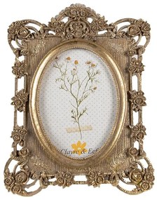 Antikolt arany színű vintage fényképkeret rózsás dísszel 10x15 cm