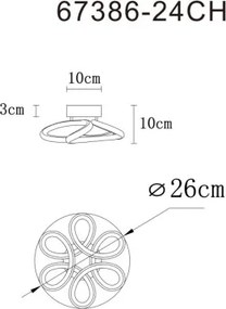 GLOBO 67386-24CH MELIhomok Modern LED Mennyezeti Lámpa IP20