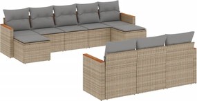 vidaXL 10 részes bézs polyrattan kerti ülőgarnitúra párnával
