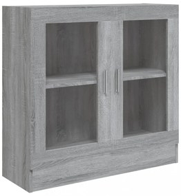 szürke sonoma színű szerelt fa vitrinszekrény 82,5x30,5x80 cm