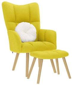 vidaXL Relaxáló szék zsámollyal világossárga szövetből