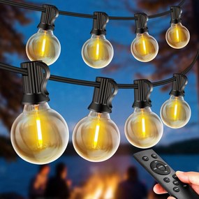 20M Kerti fényfüzér 35X Led izzó Lánc Vízálló IP44