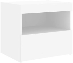 2 db fehér műfa éjjeliszekrény LED-fényekkel 50x40x45 cm