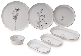 27 darabos étkészlet, fehér/fekete/porcelán
