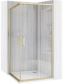Rea City, tolóajtós zuhanykabin 90x90cm, 5/4mm átlátszó üveg, arany matt profil, REA-K6443