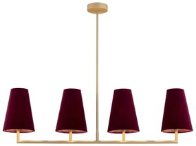 Argon 1829 - Csillár rúdon SAFIANO 4xE27/15W/230V Burgundi