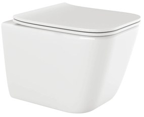 Invena Paros, falra akasztható WC csésze Rimless 465x350x360 mm + SLIM wc ülőke lassan záródó, fehér fényes, INV-CE-90-001-W