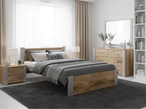 Ágy IKAROS 90 x 200 cm, tölgy artisan/szürke Ágyrács: Léces ágyrács, Matrac: Matrace Sommera 18 cm