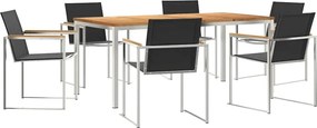 vidaXL Kert étkező szett 7 pcs Barna Tömör Teakfa