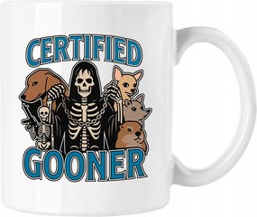 Bögre certified gooner halál cica fehér 330ml
