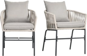 Outsunny 2 db-os Kerti Szék Készlet Párnákkal, Boho Stílusú Teraszi Szék, Kerti Bútor, Erkély Szék, Fém Váz, 57 x 60 x 71 cm, Bézs | Aosom