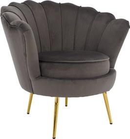Art-deco stílusú fotel, szürkésbarna Velvet szövet/gold arany króm, NOBLEO