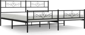 vidaXL fekete fém ágykeret fej- és lábtámlával 193 x 203 cm