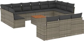 vidaXL 14 részes szürke polyrattan kerti ülőgarnitúra párnákkal