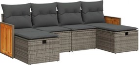 vidaXL 6 részes szürke polyrattan kerti ülőgarnitúra párnákkal
