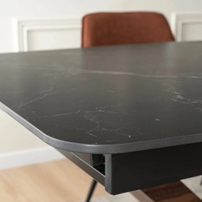 ALICANTE asztal 160–200 cm, fekete márvány / dió