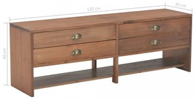 négyfiókos tömör fenyőfa TV-szekrény 120 x 30 x 40 cm
