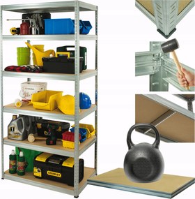 Tárolószekrény horganyzott fém Helios 213x90x40cm 6Px175kg Tömör