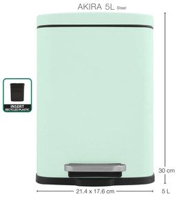 Mentazöld acél pedálos szemetes 5 l Akira – Spirella