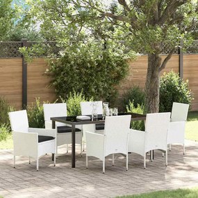 Kert étkező szett párnával 7 pcs Fehér Poli rattan