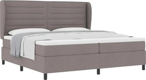 vidaXL Boxrugós ágy matracmal fejtámlával Tópszínű 200 x 200 cm szövet