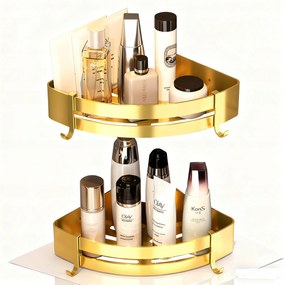 Sarok Fürdőszoba Polc 2db arany öntapadós+lyukacsos