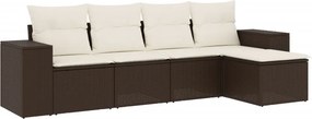 vidaXL 5 részes barna polyrattan kerti ülőgarnitúra párnával