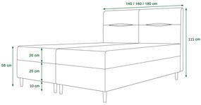 Franciaágy  Boxspring 140 cm Saruta (fekete) (matraccal és tárolóhellyel). 1047350