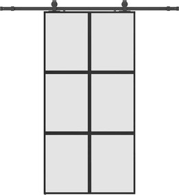 vidaXL fekete edzett üveg tolóajtó fémszerelék szettel 102,5x205 cm